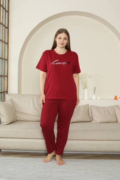 shopshop Women's 100% Cotton Oversize Large Size Short Sleeve Summer Pajama Set