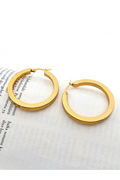 Siya Silver Non-Tarnish Steel Light Square Hoop Earrings - 4 cm