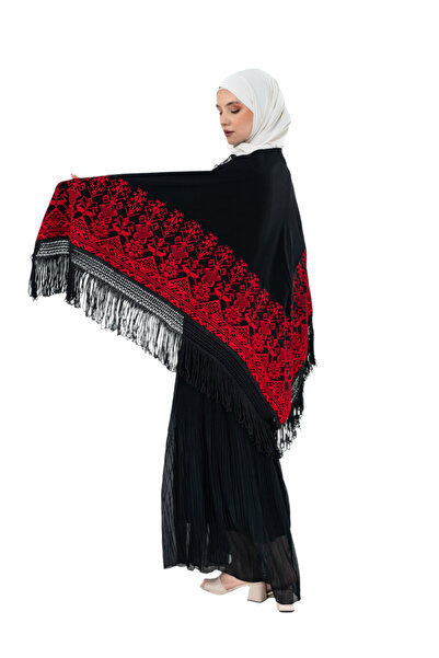 Zaytoon Black Color Traditional Red Embroidered Embroidered Tassel 140*140 S 300013