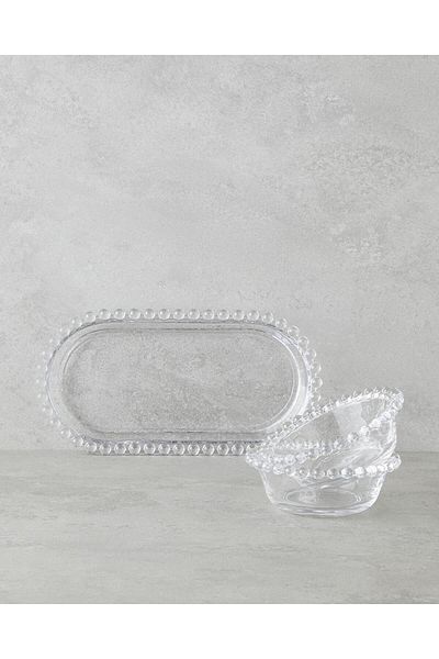 English Home 32X13 cm Clear Miny Glass 3 Piece Serving Set