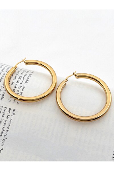 Siya Silver Tarnish Stainless Steel Lightweight Thick Hoop Earrings-5 cm