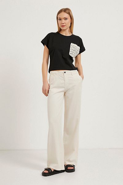 Arma Life Women's Elastic Waist Wide Leg Stone Palazzo Trousers