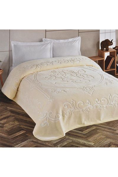 Kristal Double Blanket Solid Color Ecru