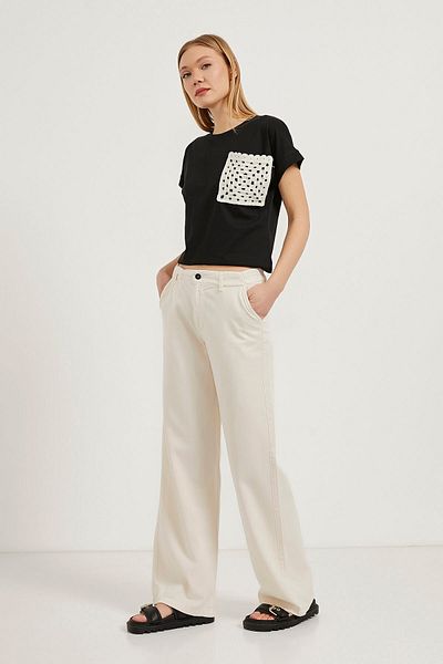 Arma Life Women's Elastic Waist Wide Leg Stone Palazzo Trousers