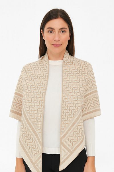 Sebir Moda Patterned Knitwear Triangle Shawl