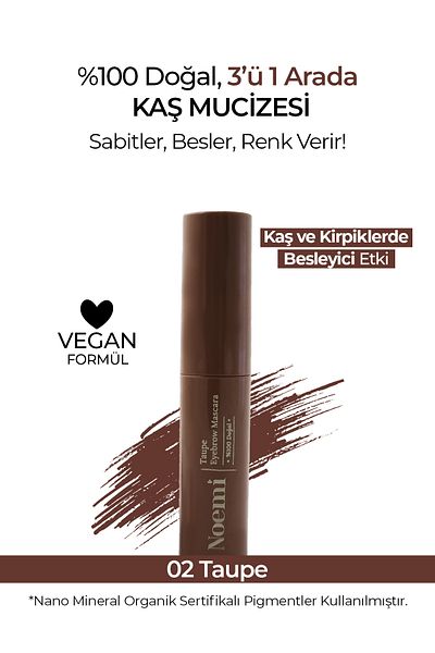 Noemi 100% Natural Eyebrow Mascara - Nourishing Feature - Eyebrow Mascara - 02 Taupe Brown Light Brown