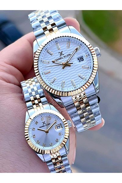 Daniel Klein Couple Couple Watch Steel Band 3 Atm Water Resistant Special Design Wristwatch Vs.Blkt.011