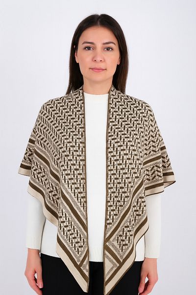 Sebir Moda Patterned Knitwear Triangle Shawl