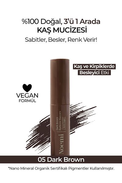 Noemi 100% Natural Eyebrow Mascara - Nourishing Feature - Eyebrow Mascara - 05 Dark Brown Dark Brown