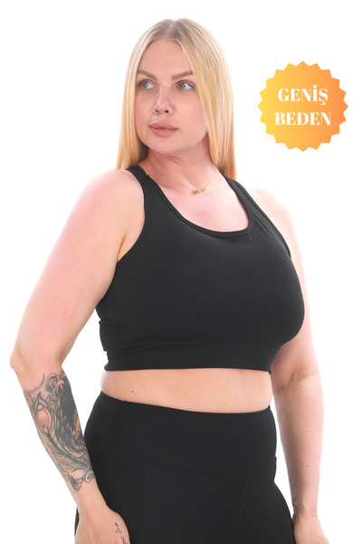 BANEGA بوستير رياضي أسود قصير من Curve مقاس كبير مع وسادات معززة