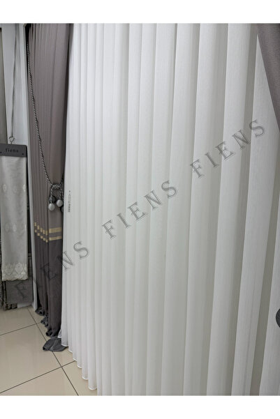 FİENS BAMBU LÜKS BELLA YOĞUN DOKULU 1/3 Sık Pileli Tül Perde Ağır Gramajlı Üt...