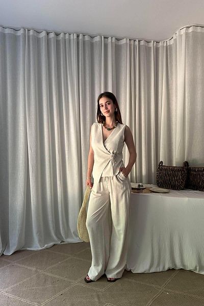 lizge giyim Linen Trousers - Elastic Waist