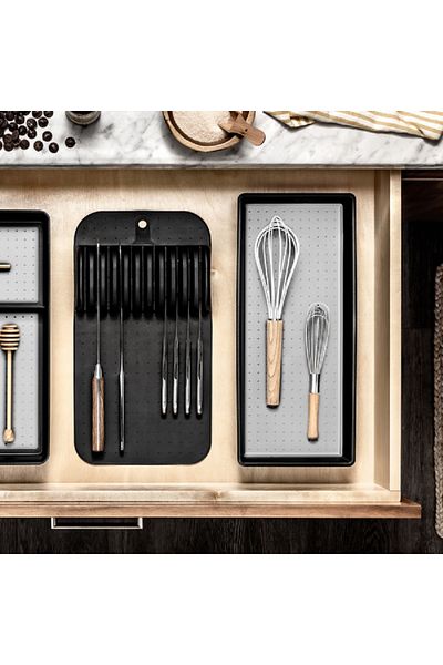 Madesmart Soft Grip Large In-Drawer Knife Mat Organizer Black 95-24802-06