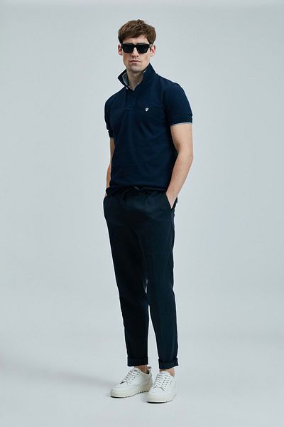Lufian 111040206 Laon Smart Polo Neck T-shirt Ανδρικό T-shirt Navy Blue
