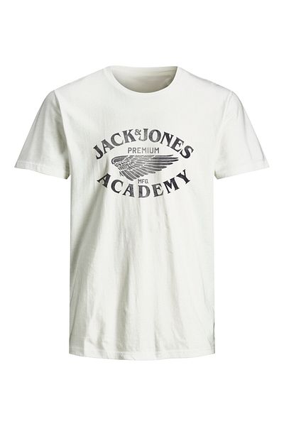 Jack & Jones Λευκό μπλουζάκι με λογότυπο με λαιμόκοψη