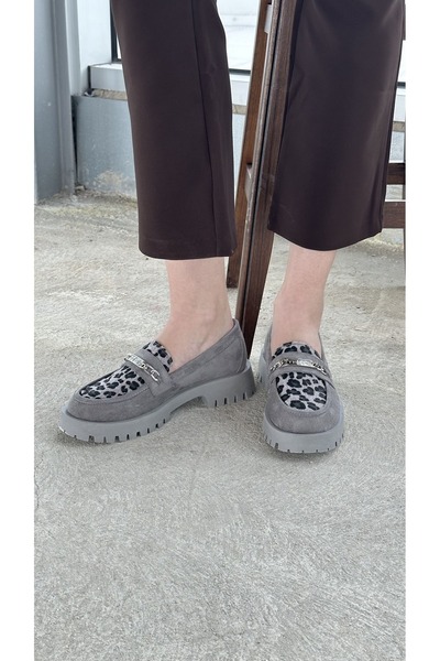 Letafia Brenda Gri Leopar Desenli Loafer