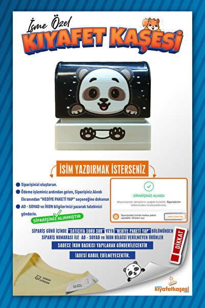 EDİP BASKI Kıyafet Kaşesi Siyah Panda