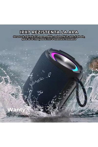 Wanty Portable Speaker Pro Wanty®, Deep Bass, RGB Lights, 40W Power, 4400mAh Battery, Bluetooth 5.3, Trip