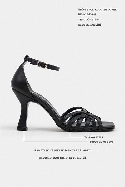 NİŞANTAŞI SHOES Pantofi cu toc pentru femei Beloved Black Matte Ankle Strap