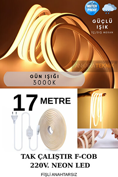 ankarateknik 220 Volt Cob Neon Led Günışığı (3000K) | F-cob Led | Yüksek Lüme...