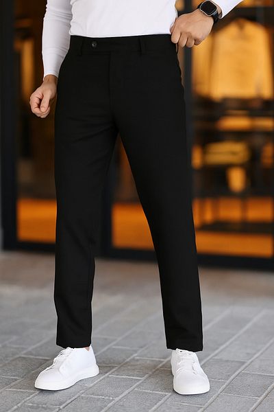 ElitWear Men's Tongue Model Slim Fit Fabric Trousers