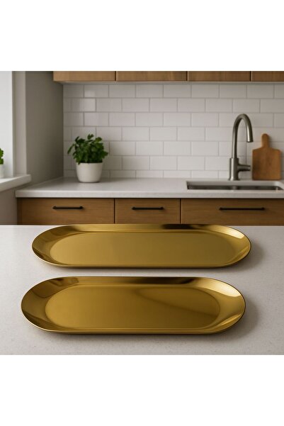 Kitchen Line Metal Presentation-Catering Plate Stainless Steel Set of 2
