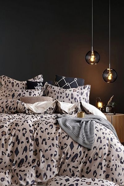 İQON Вталени чаршафи Комплект пликове за завивки Double Leopard Brown