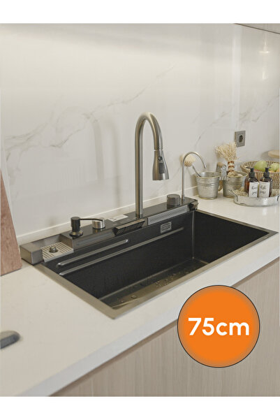 GL GENERAL 75*46cm Dijital Göstergeli Fonksiyonel Çelik Eviye Seti