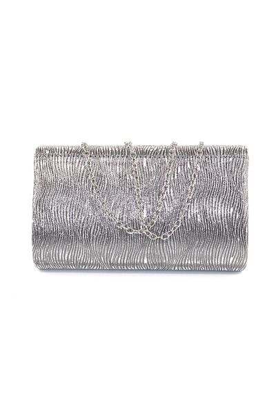 KEEBA The Fabric with the Laser Waves. Platinum Evening Dress Bag. Women's Evening Dress Bag Evening Dress Bag Platinum. Metallic Invitation Case