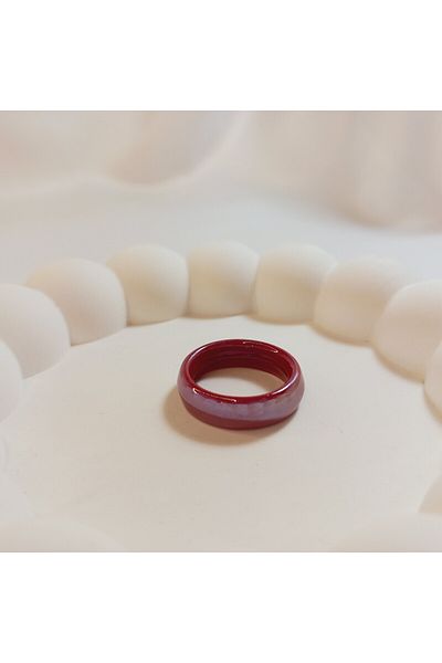 Crystal Atelier Certified Burgundy Natural Agate Stone Evil Eye Ring