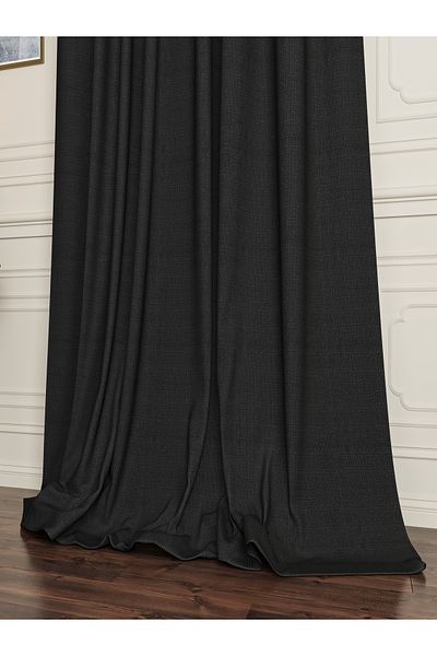 OnyxHome Κουρτίνα με φόντο λινό Paris Black Single Wing (χωρίς μπαταρίες)