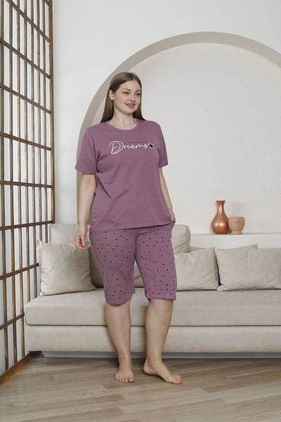 shopshop Women's Dried Tulip Oversize Large Size Cotton Summer Bermuda Pajama Set