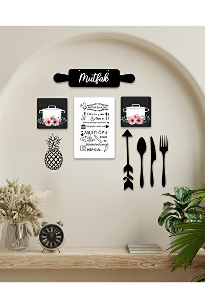 KAĞAN SÜS Mutfak Kuralları seti çiçekli