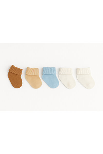 mia mia Newborn 5-Piece Baby Boy Socks Set – Natural Colors