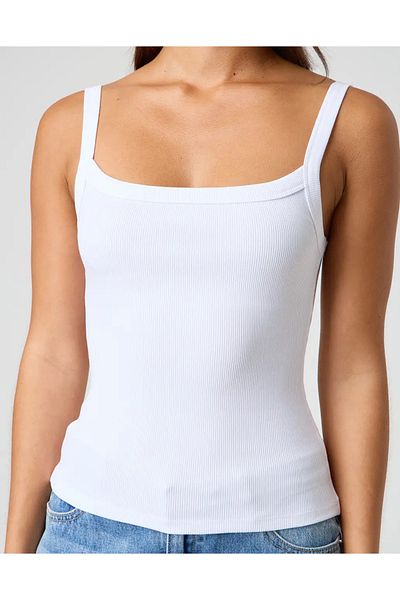 MİO ESTİLO Novelle Thin Strap Ribbed Tank Top