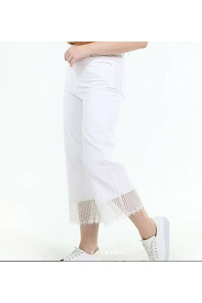 KOTOLOG Pantaloni casual de damă cu dantelă la gleznă