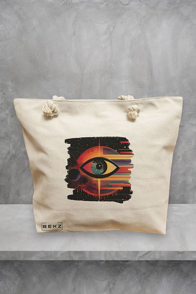 BEKZ Geanta de plaja, model Celestial Eye 20, 40x51 cm, Crem, BEKZ®