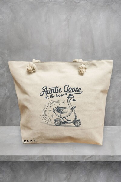 BEKZ Τσάντα θαλάσσης, μοντέλο Auntie Goose on the loose, 40x51 εκ., Κρεμ, BEKZ®