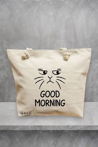 BEKZ Geanta de plaja, model Good Morning, 40x51 cm, Crem, BEKZ®