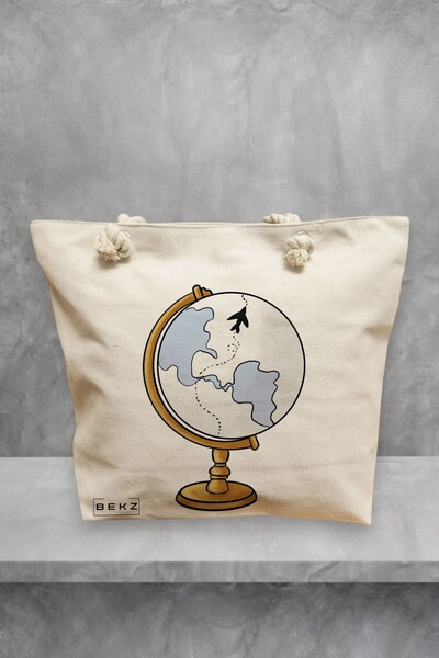 BEKZ Travel Girl 17 Beach Tote Bag, 40x51 cm, Cream, BEKZ®