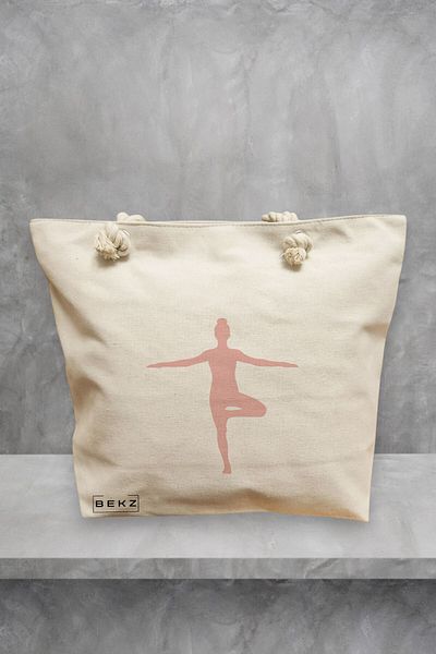 BEKZ Geanta de plaja Yoga 4, 40x51 cm, Crem, BEKZ®