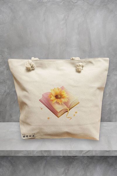 BEKZ Geanta de plaja, model Books 46, 40x51 cm, Crem, BEKZ®