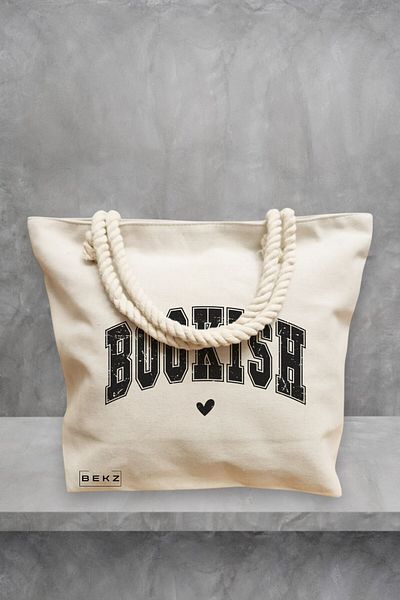 BEKZ Geanta de plaja, model Bookish, 40x51 cm, Crem, BEKZ®