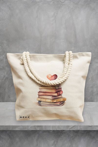 BEKZ Geanta de plaja, model Books 31, 40x51 cm, Crem, BEKZ®