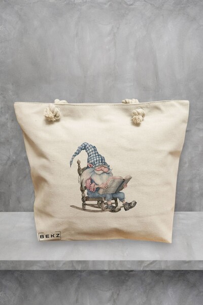 BEKZ Τσάντα θαλάσσης, μοντέλο The Bookish Gnome 15, 40x51 εκ., Κρεμ, BEKZ®