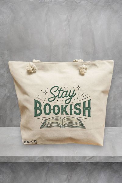 BEKZ Geanta de plaja, model Stay bookish, 40x51 cm, Crem, BEKZ®