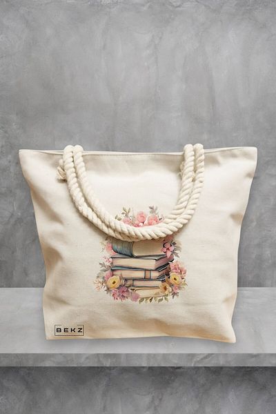 BEKZ Geanta de plaja, model Books 53, 40x51 cm, Crem, BEKZ®