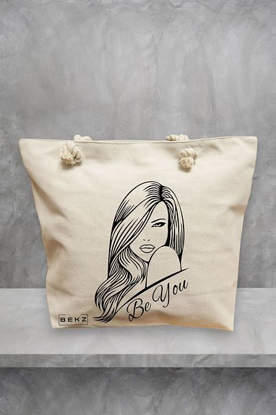 BEKZ Geanta de plaja, model Be You 3, 40x51 cm, Crem, BEKZ®