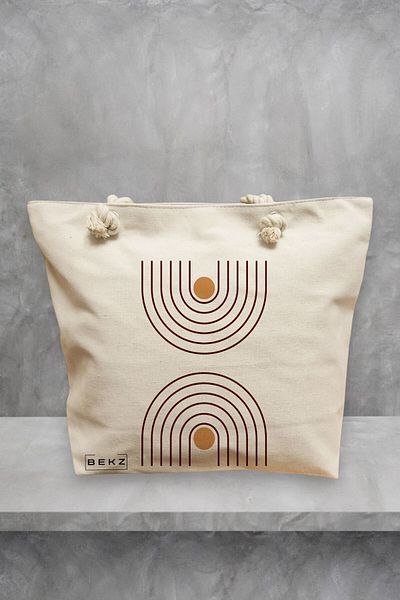 BEKZ Geanta de plaja, model Sunshine Arches, 40x51 cm, Crem, BEKZ®