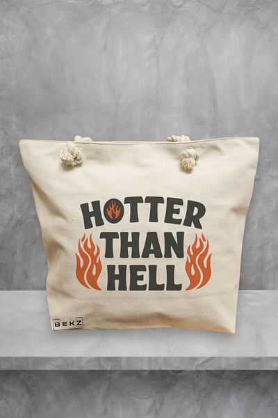 BEKZ Geanta de plaja, model Hotter Then Hell, 40x51 cm, Crem, BEKZ®